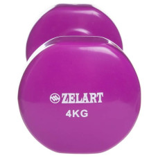 Гантелі для фітнесу вінілові Zelart Beauty 2x4 кг фіолетовий, код: TA-5225-4_V