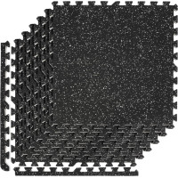 Мат-пазли DualMat 60×60×2 см (чорний/білі вкраплення) — комплект 4 шт, код: W-RUB60-20-WHITE-4-IF