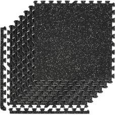 Мат-пазли DualMat 60×60×2 см (чорний/білі вкраплення) — комплект 4 шт, код: W-RUB60-20-WHITE-4-IF