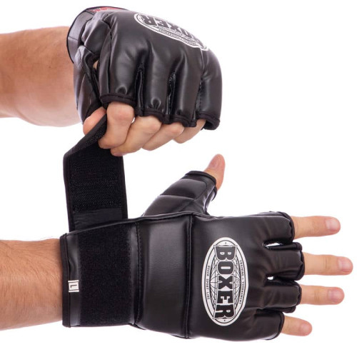 Рукавички для змішаних єдиноборств MMA Boxer L, чорний, код: 5021_LBK