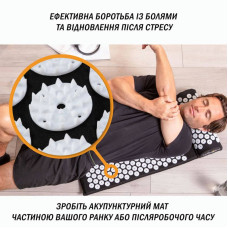 Масажний килимок Easyfit з подушкою (аплікатор Кузнєцова), чорний з білим, код: EF-2709-EF