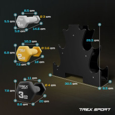 Набір фітнес гантелей TREX Sport TX-V120VS з підставкою 12кг, код: 5902308231207