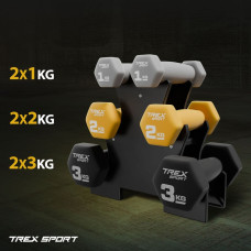 Набір фітнес гантелей TREX Sport TX-V120VS з підставкою 12кг, код: 5902308231207