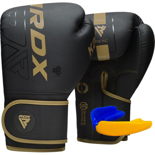 Боксерські рукавиці RDX F6 Kara Matte 12 унцій, чорний-золотий, код: BGR-F6MGL-12OZ